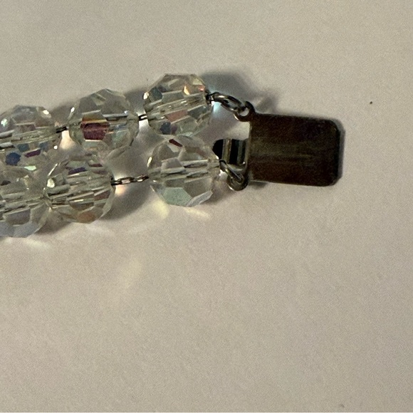 BERGERE BRACELET 2 STRAND CRYSTAL AURORA BOREALIS VINTAGE SIGNED 7.5” RHINESTONE - Picture 9 of 9